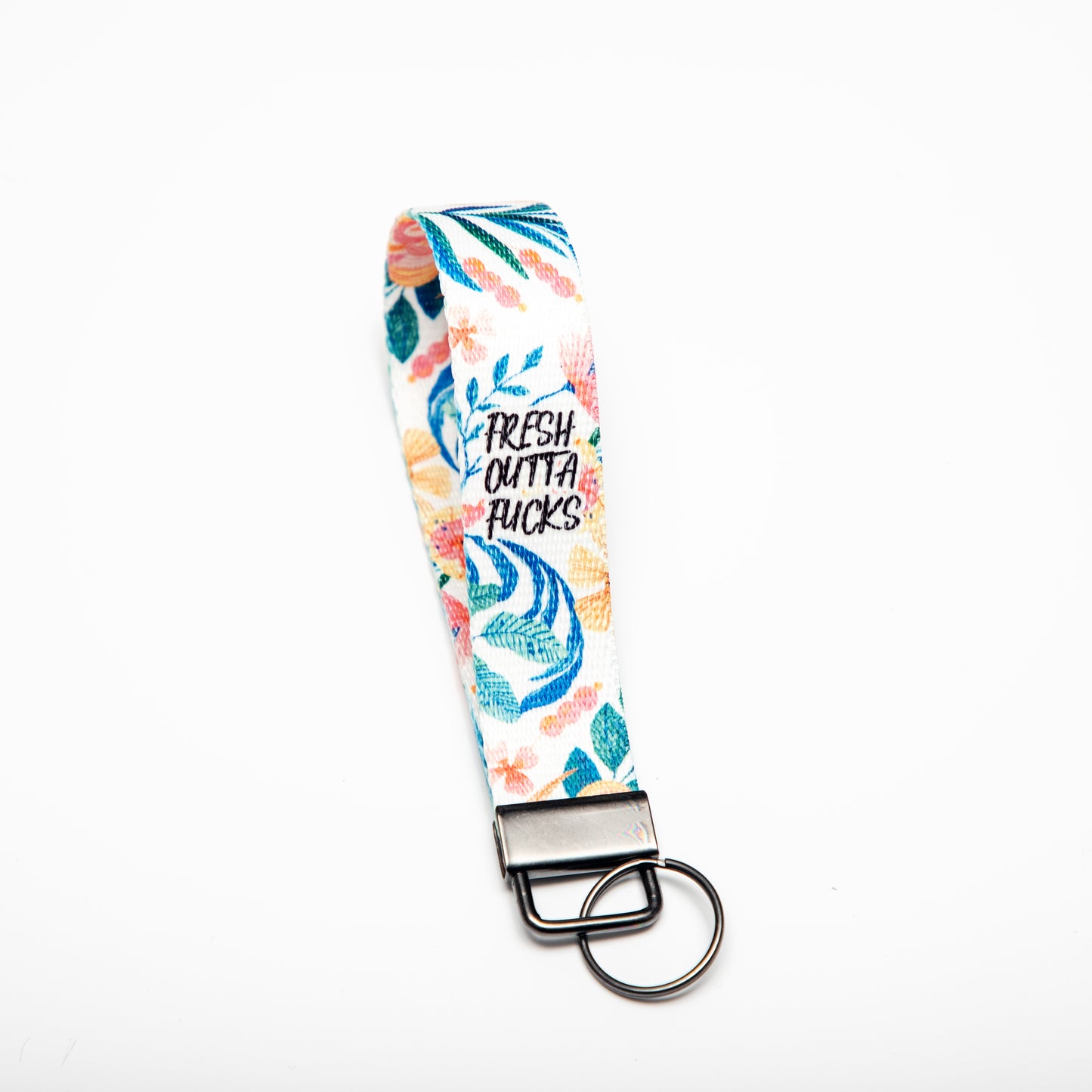 Fresh Outta Fucks Canvas Key Fob Wristlet Keychain
