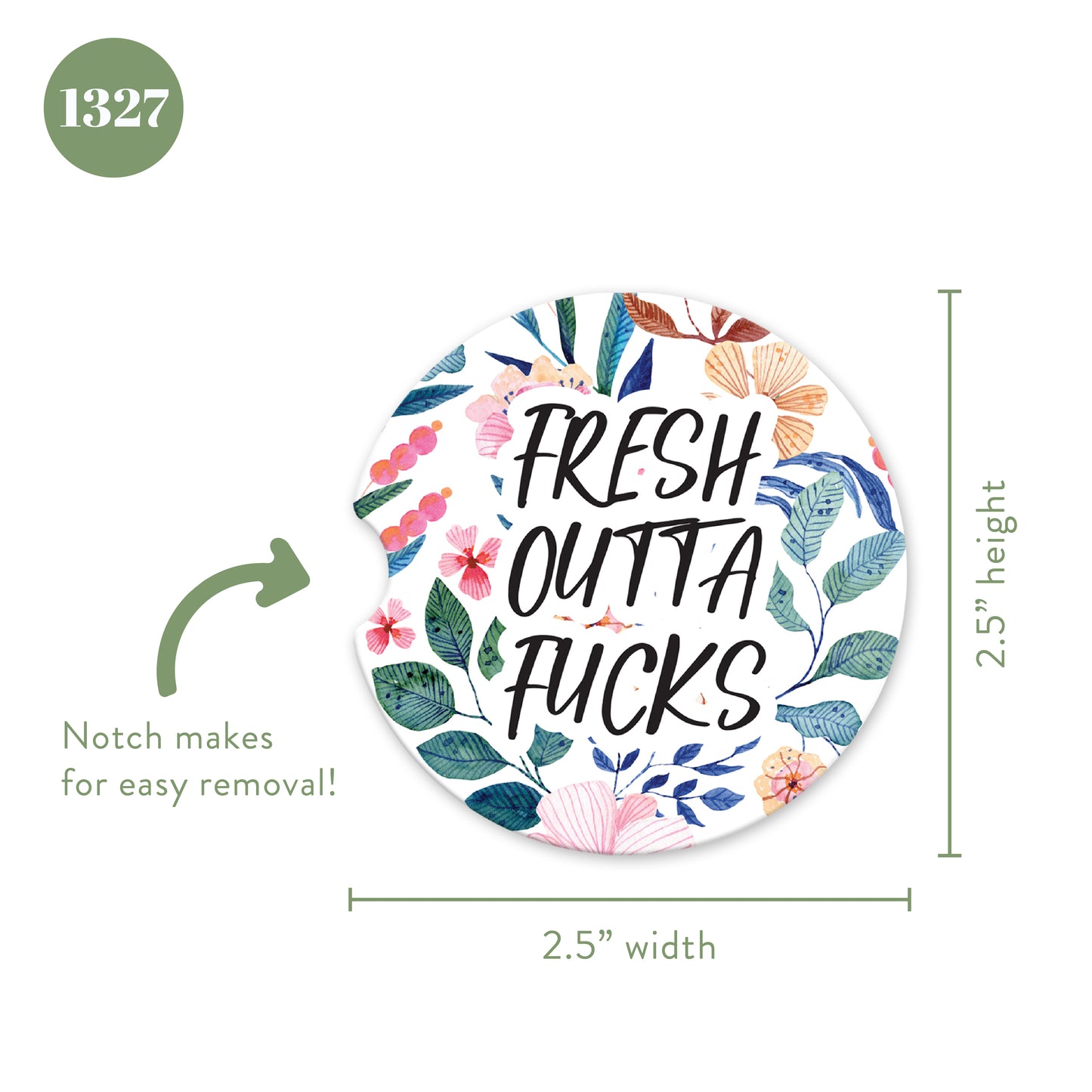 Fresh Outta Fucks Sandstone Car Coasters (Set of 2)