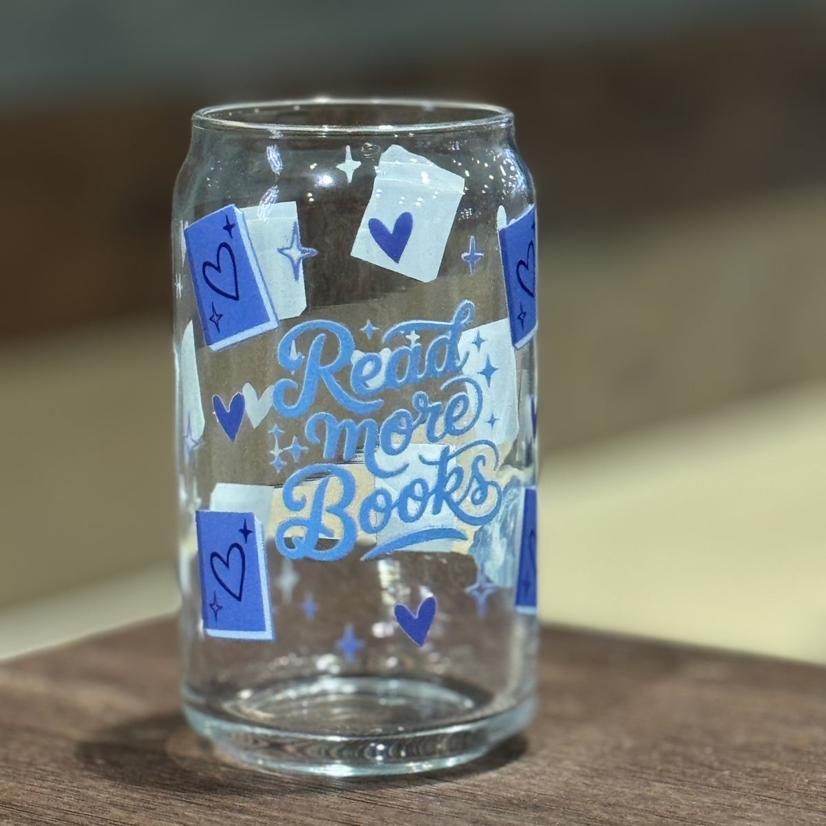 Read More Books 16 oz Glass Libbey Can