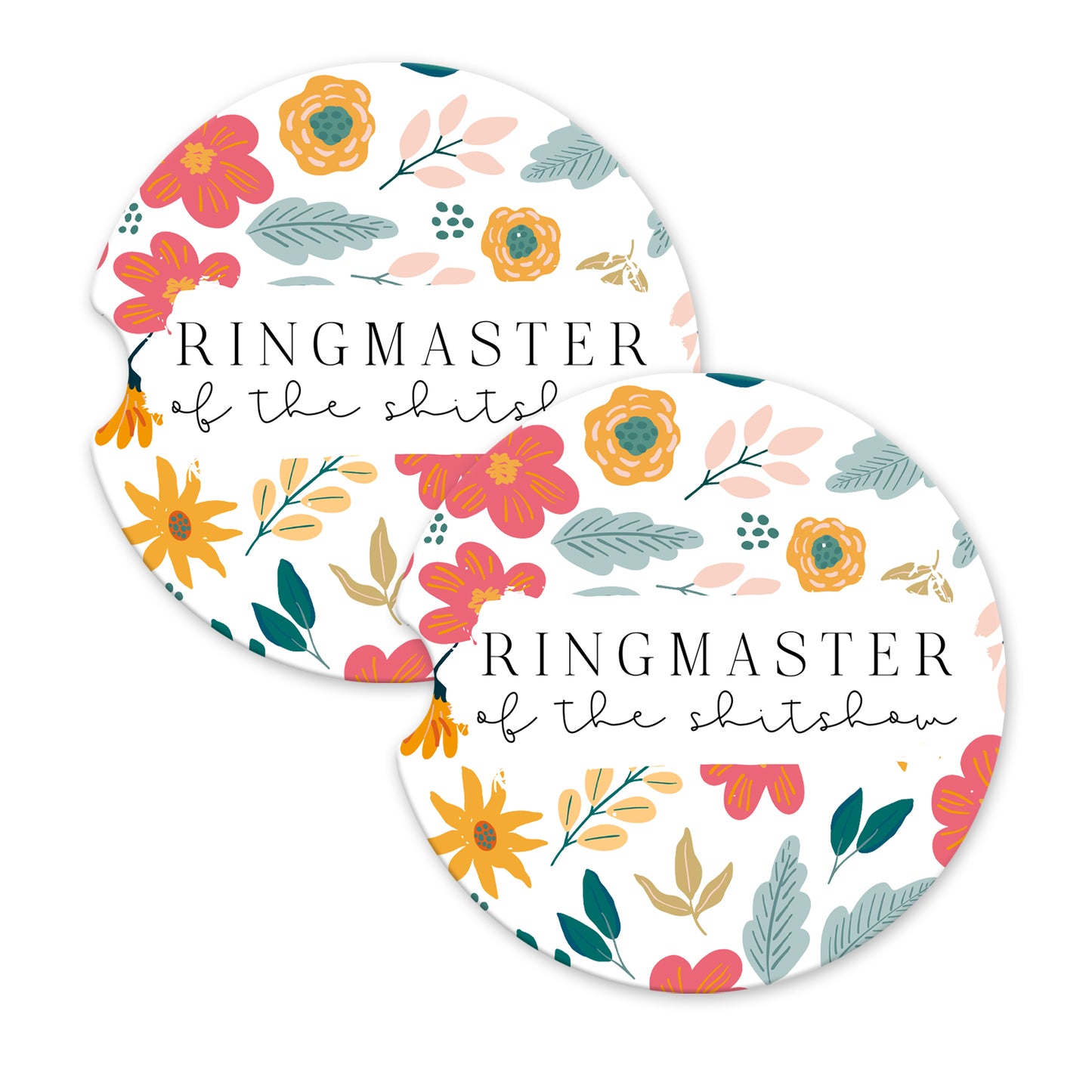 Ringmaster of the Shitshow Sandstone Car Coasters (Set of 2)