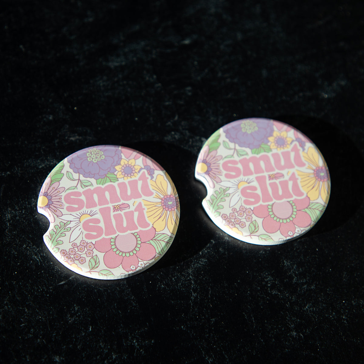 Smut Slut Sandstone Car Coasters (Set of 2)