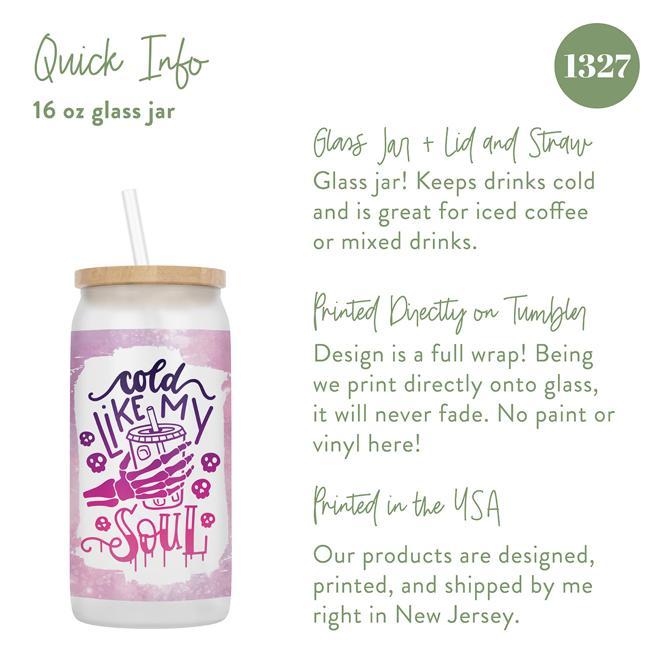 Cold Like My Soul 16 oz Glass Jar With Lid