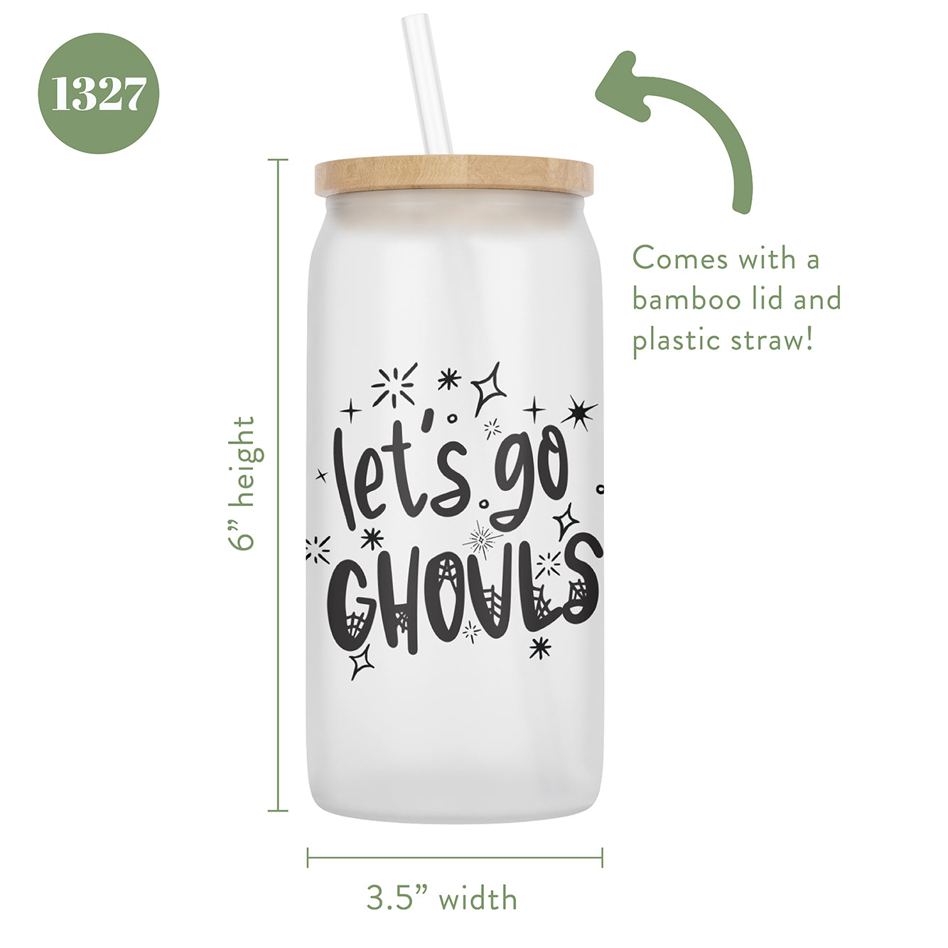 Let's Go Ghouls 16 oz Glass Jar With Lid