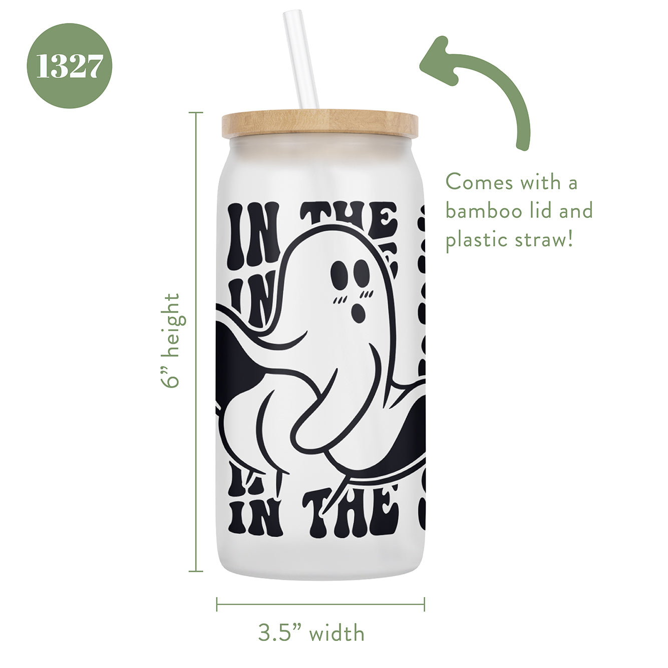 Freak in the Sheets Ghostie Wrap Halloween 16 oz Glass Jar With Lid