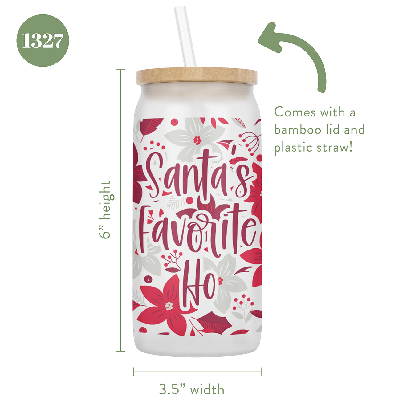 Santa's Favorite Ho 16 oz Glass Jar With Lid