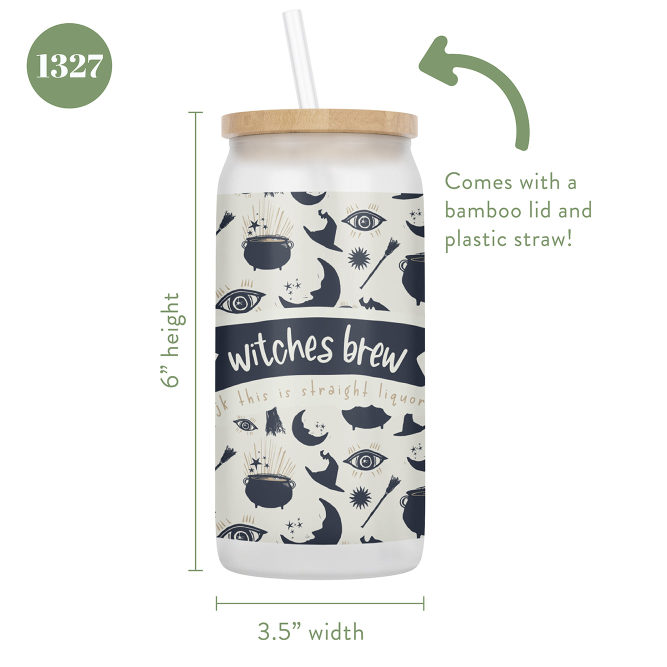 Witches Brew JK This is Straight Liquor 16 oz Glass Jar With Lid