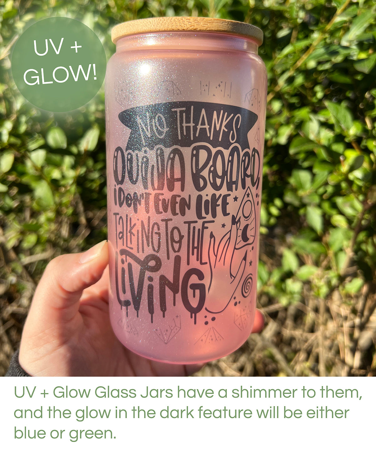 No Thanks, Ouija Board, I Don't Even Like Talking to the Living Halloween 16 oz Glass Jar With Lid
