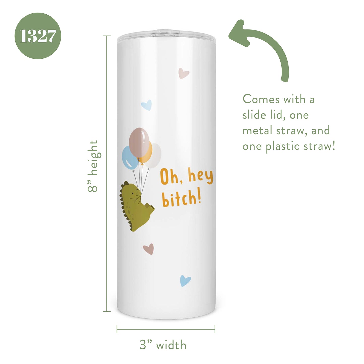 Oh Hey, Bitch Dinosaur Skinny Tumbler