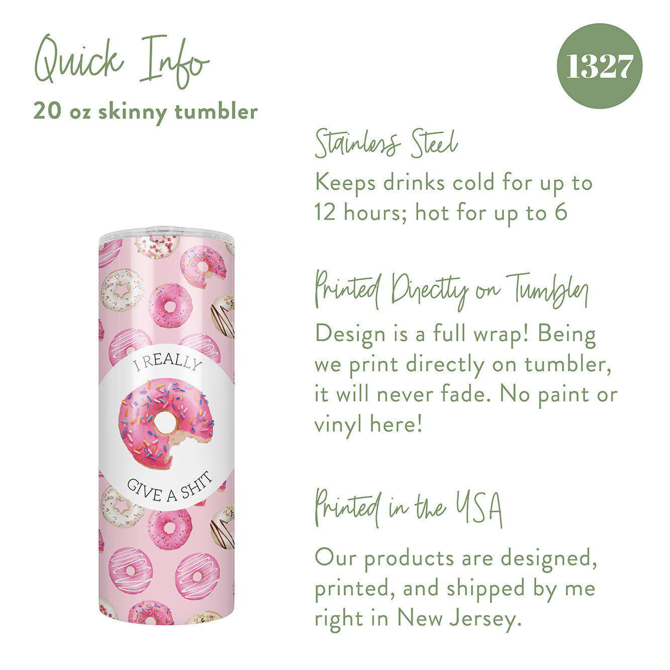 I Really Donut Give a Shit Skinny Tumbler