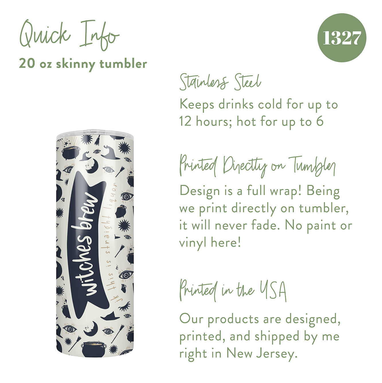 Witches Brew JK This is Straight Liquor Skinny Tumbler