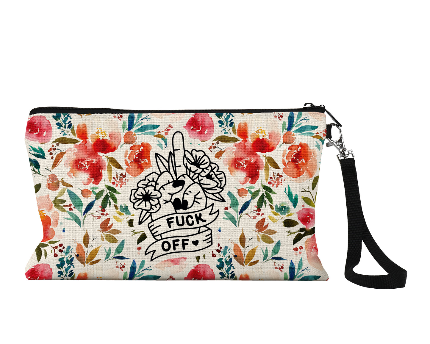 Fuck Off Floral Middle Finger Cosmetic Bag