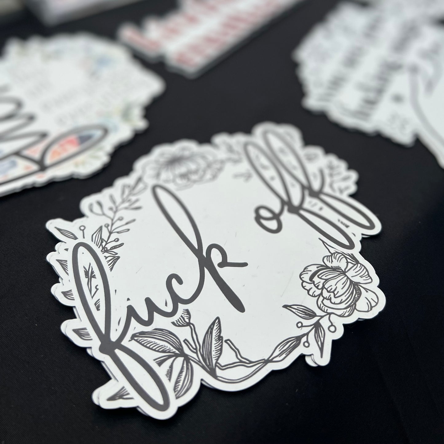 Large Floral Fuck Off Die Cut Magnet