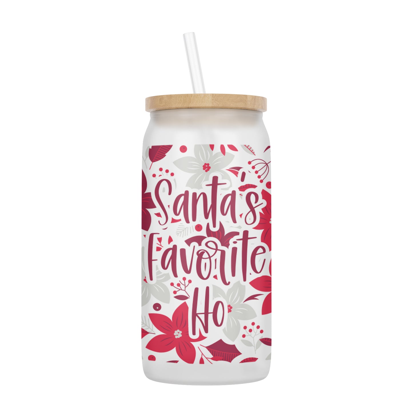 Santa's Favorite Ho 16 oz Glass Jar With Lid