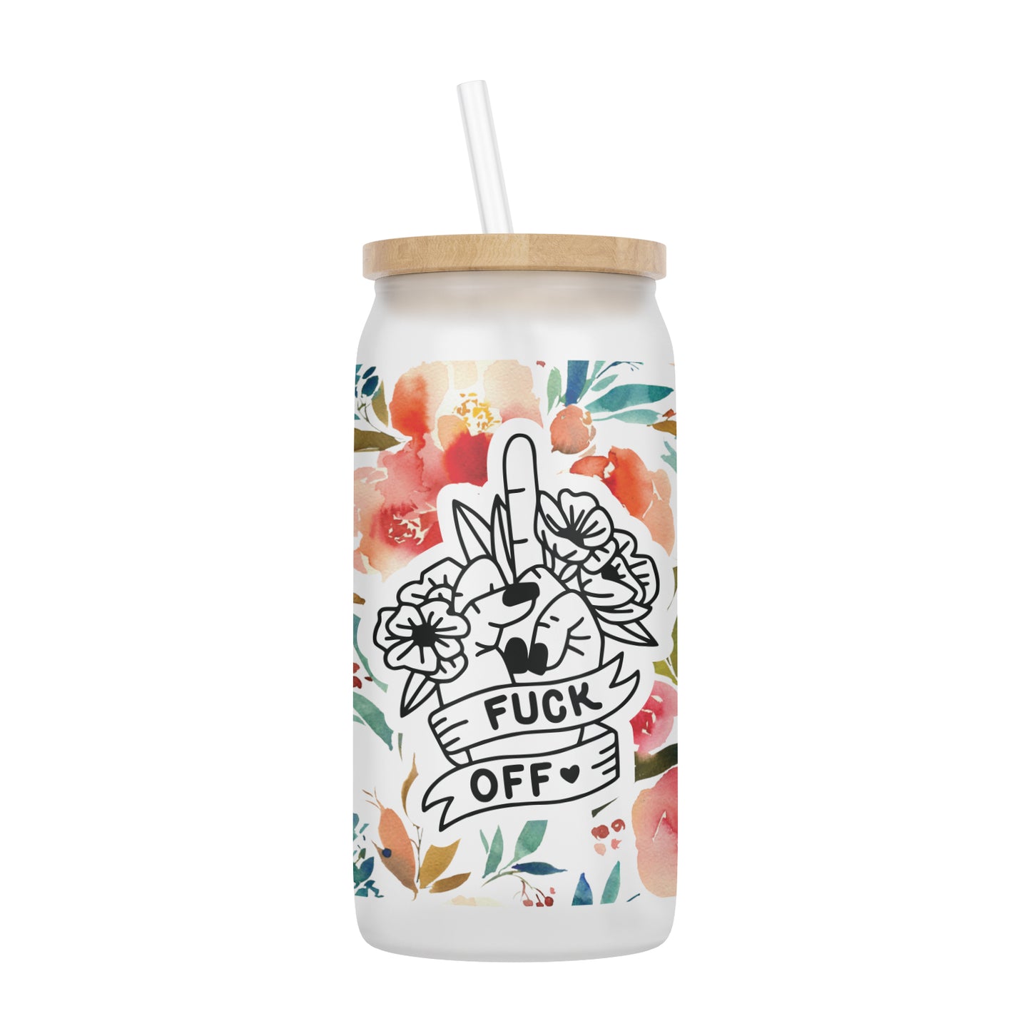 Fuck Off Middle Finger 16 oz Glass Jar With Lid