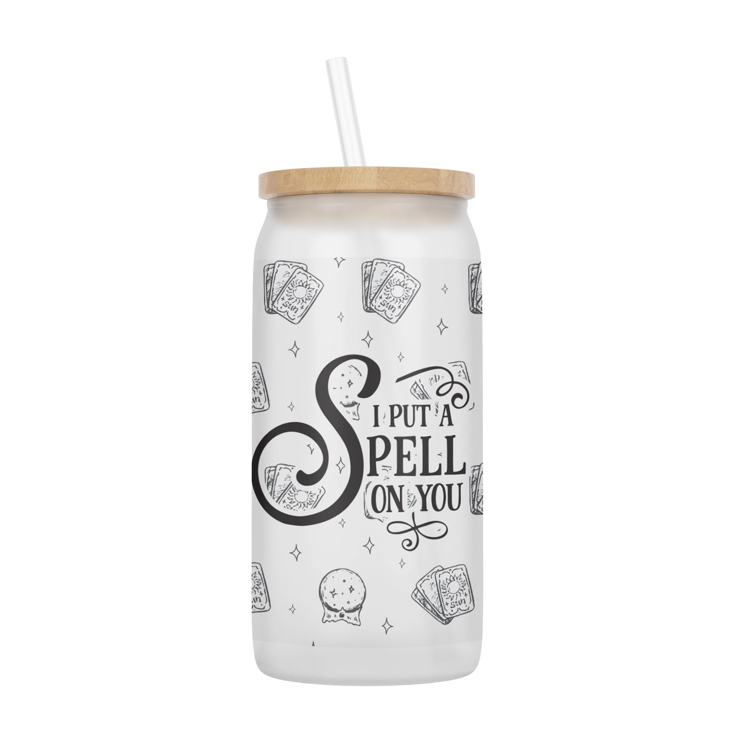 I Put a Spell on You Halloween 16 oz Glass Jar With Lid