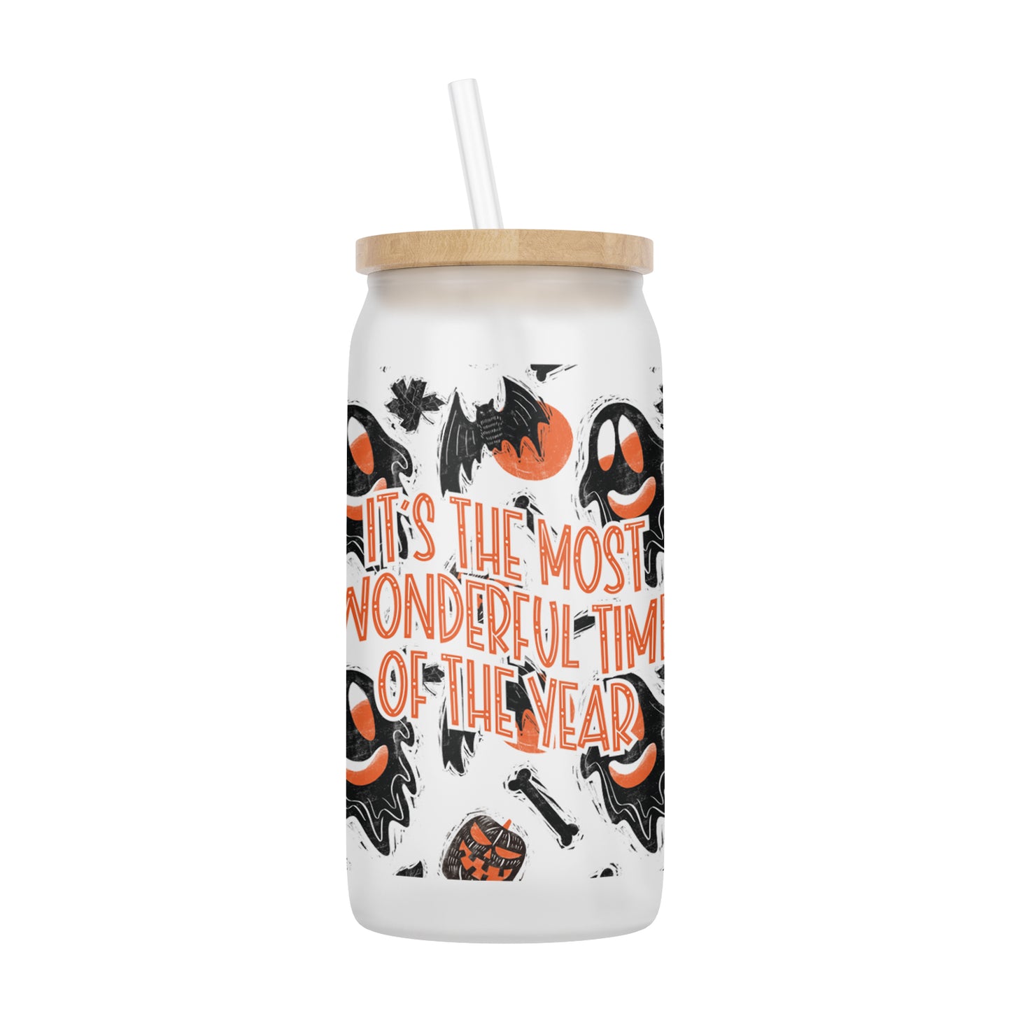 Halloween - Most Wonderful Time of the Year 16 oz Glass Jar With Lid