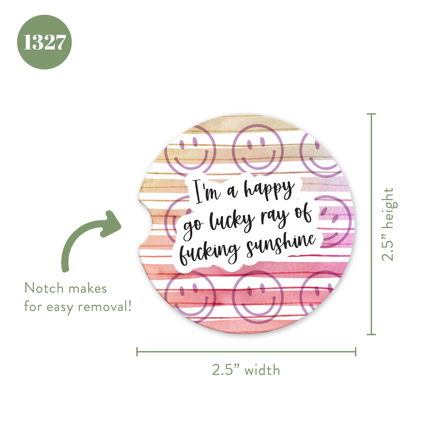 I'm a Happy Go Lucky Ray of Fucking Sunshine Sandstone Car Coasters (Set of 2)