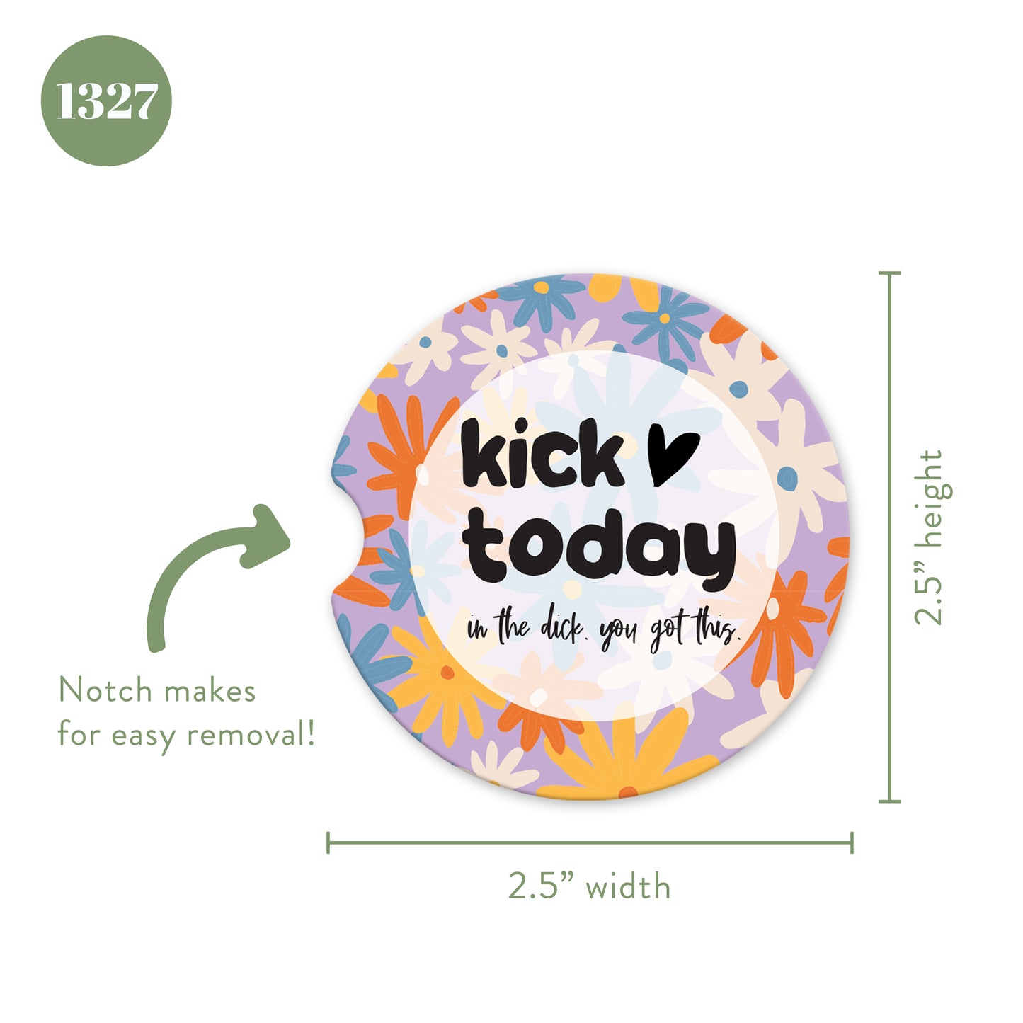 Kick Today in the Dick. You Got This. Sandstone Car Coasters (Set of 2)