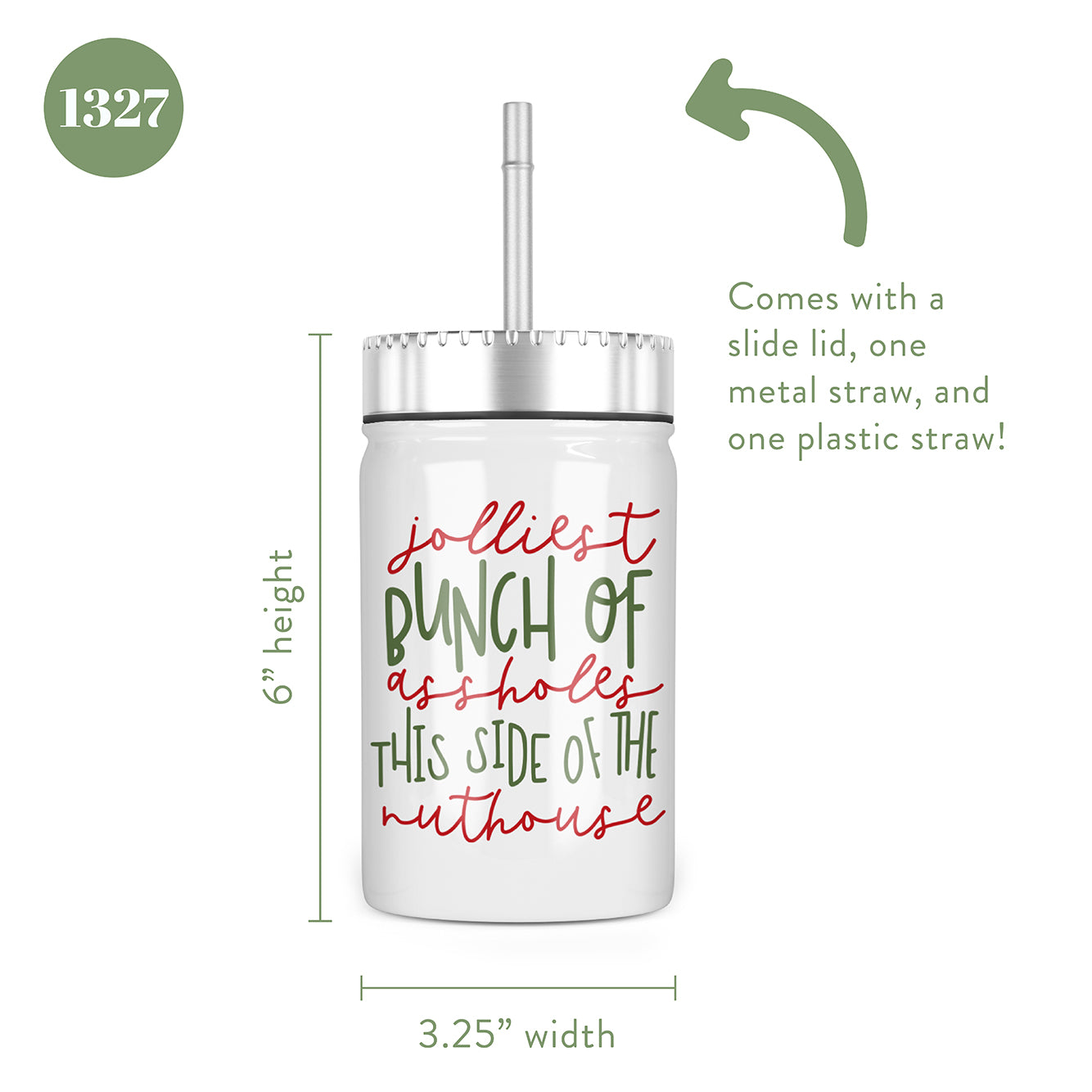Jolliest Bunch of Assholes Insulated Mason Jar With Lid