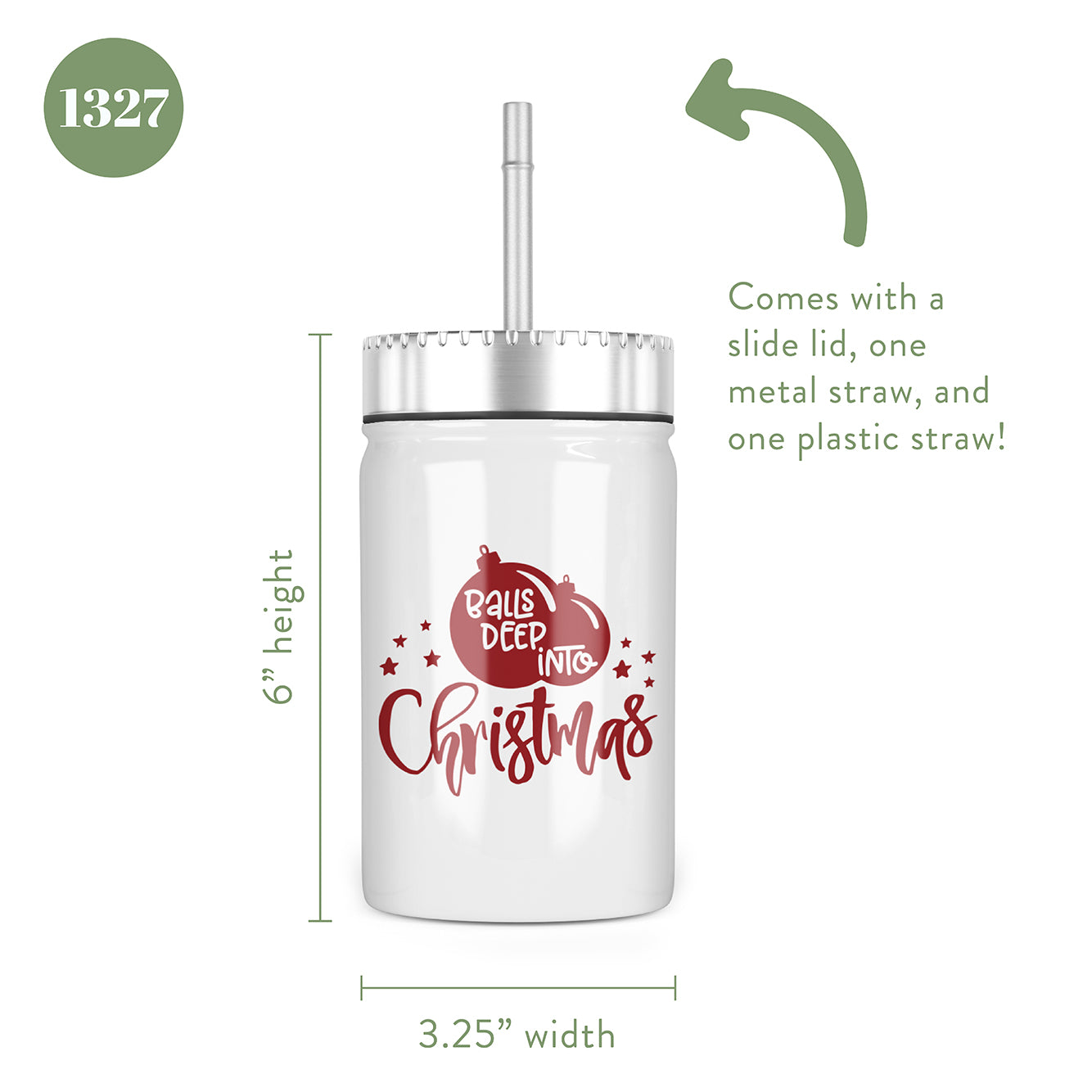 Balls Deep Into Christmas Insulated Mason Jar With Lid