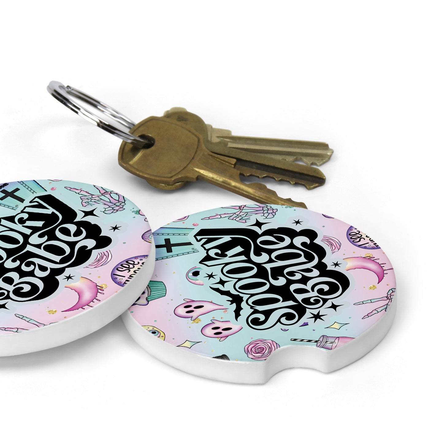 Spooky Babe Sandstone Car Coasters (Set of 2)