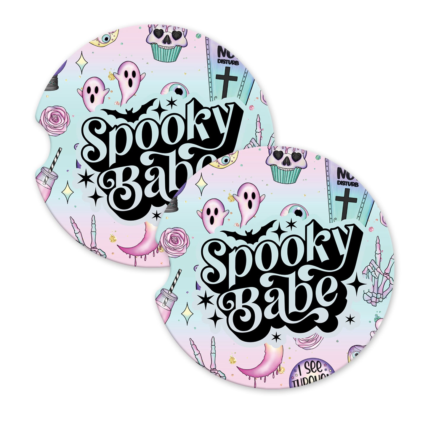 Spooky Babe Sandstone Car Coasters (Set of 2)