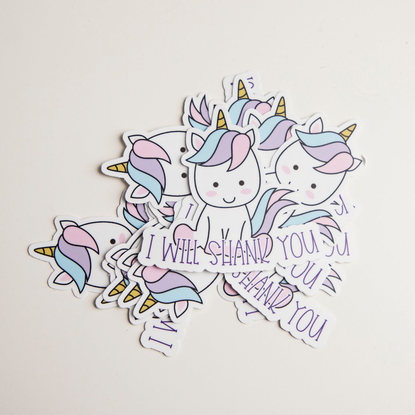 I Will Shank You Unicorn Die Cut Sticker
