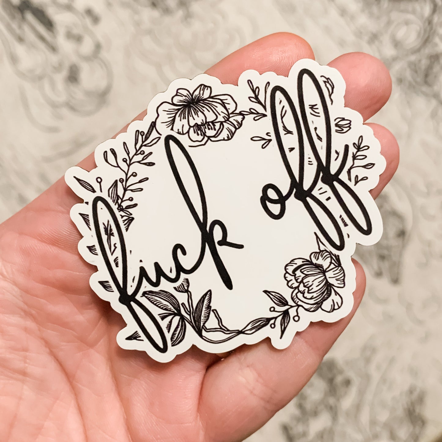 Small Floral Fuck Off Floral Die Cut Magnet