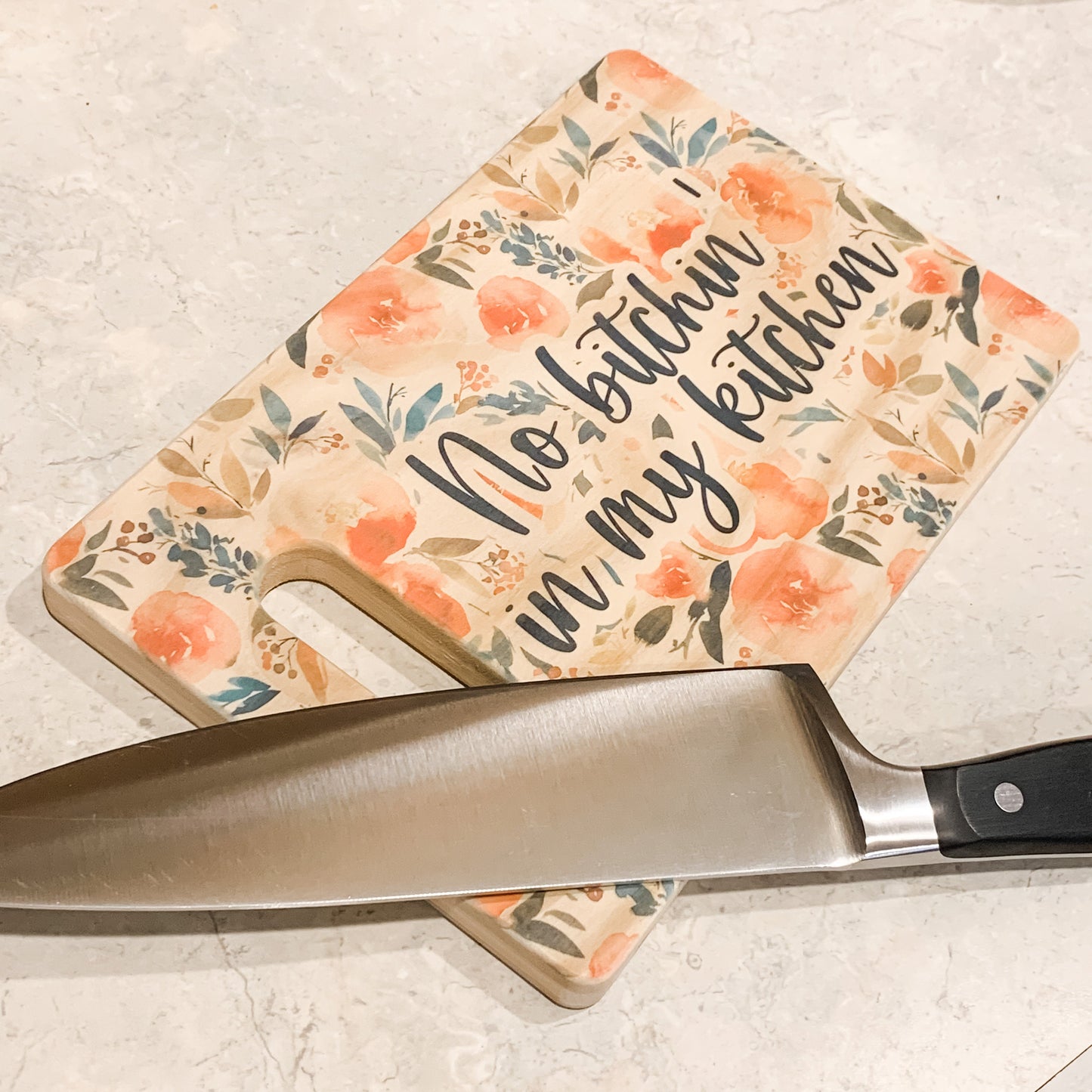 No Bitchin' In My Kitchen Bamboo Cutting Board