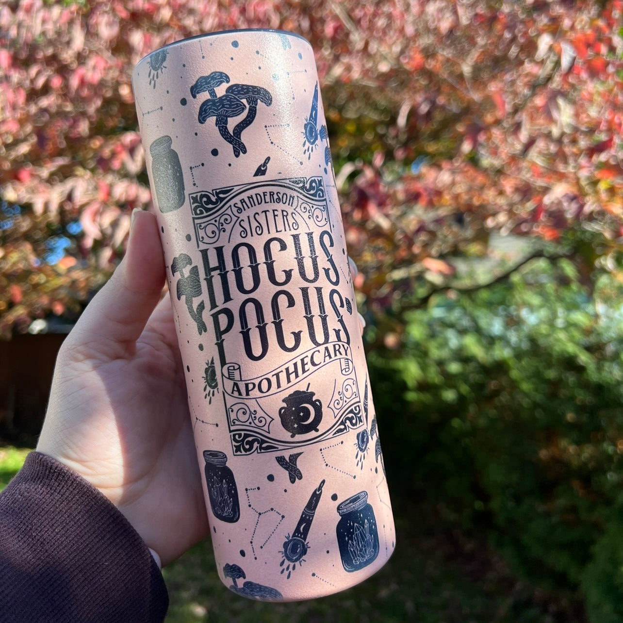 Sisters Apothecary RED Glow in the Dark Halloween Skinny Tumbler
