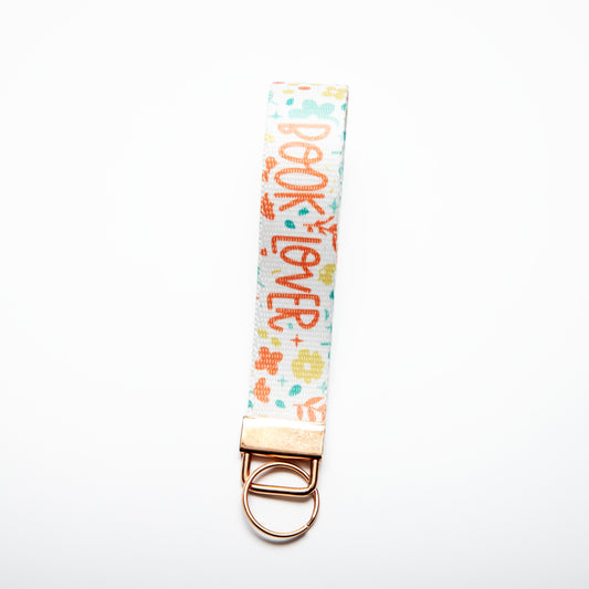 Book Lover Canvas Key Fob Wristlet Keychain