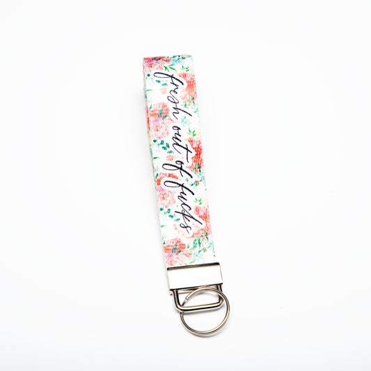 Fresh Out of Fucks Canvas Key Fob Wristlet Keychain