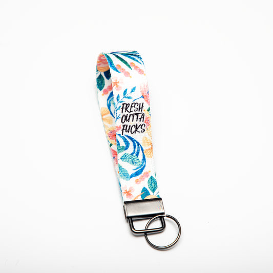 Fresh Outta Fucks Canvas Key Fob Wristlet Keychain