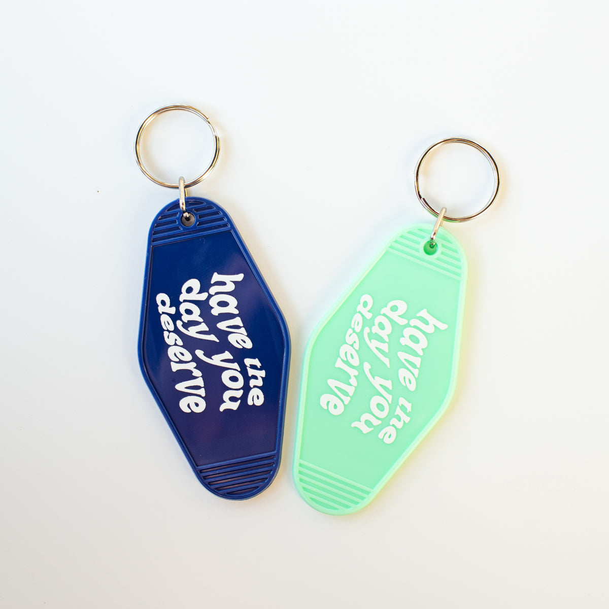 Have the Day You Deserve Motel Keychain
