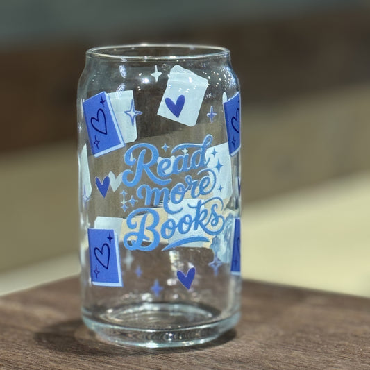 Read More Books 16 oz Glass Libbey Can