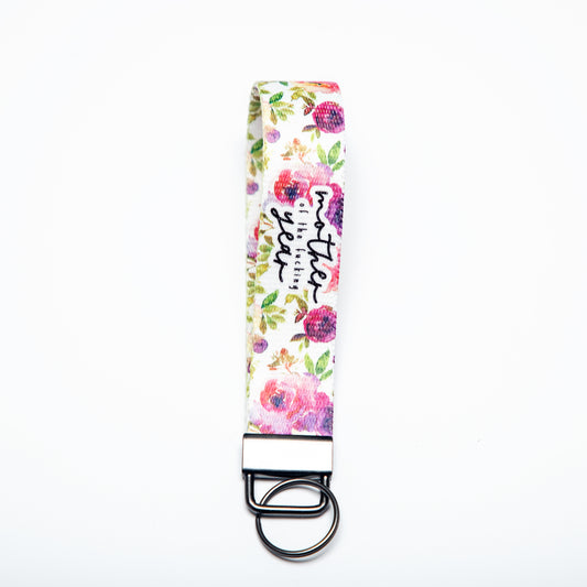 Mother of the Fucking Year Canvas Key Fob Wristlet Keychain
