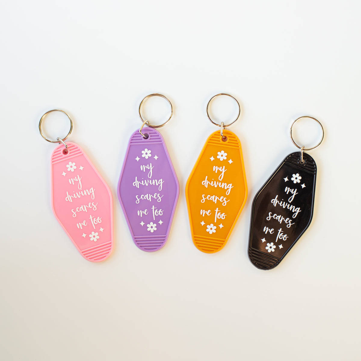 My Driving Scares Me Too Motel Keychain