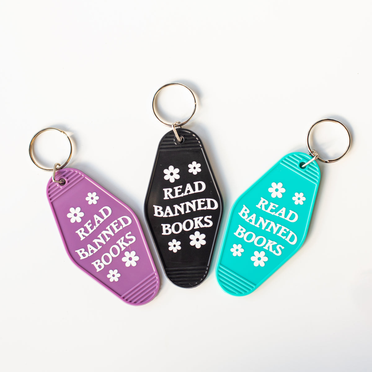 Read Banned Books Motel Keychain