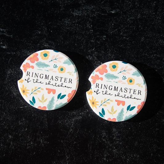 Ringmaster of the Shitshow Sandstone Car Coasters (Set of 2)