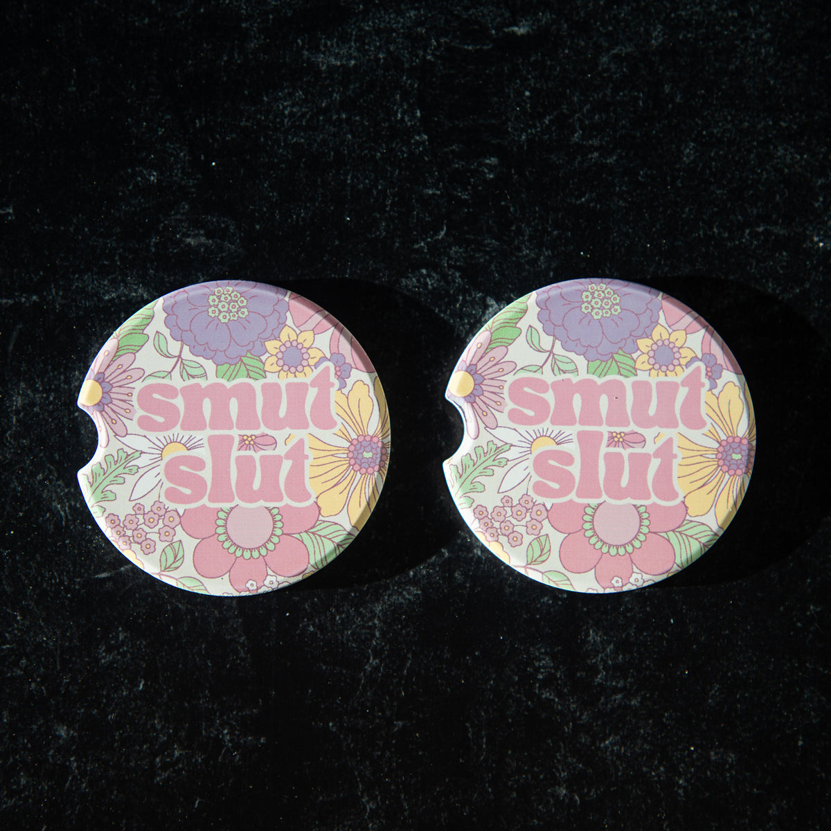 Smut Slut Sandstone Car Coasters (Set of 2)