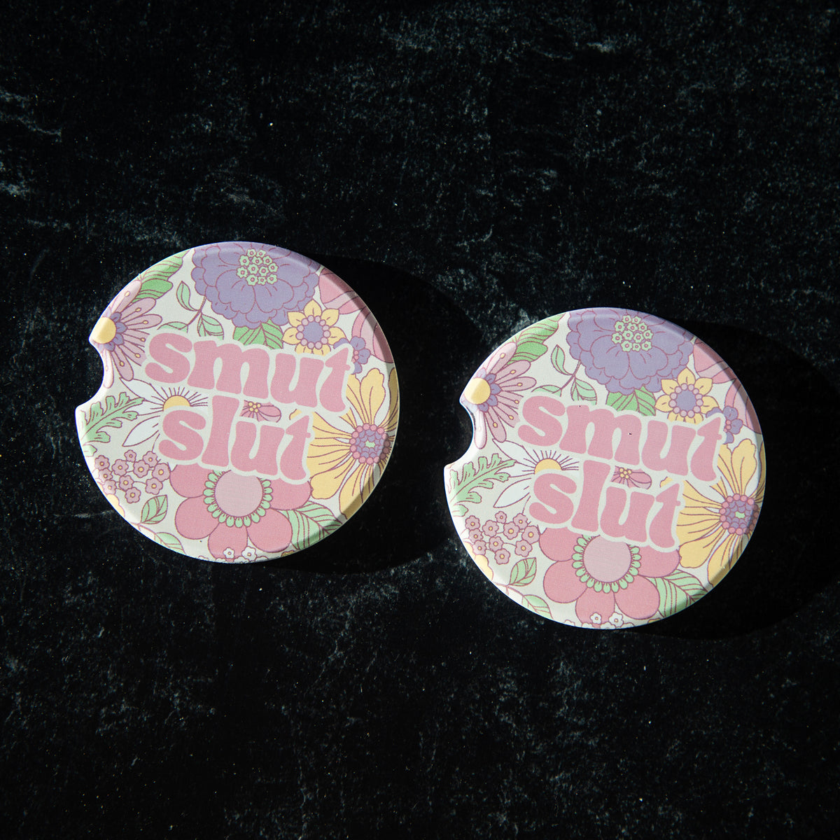 Smut Slut Sandstone Car Coasters (Set of 2)