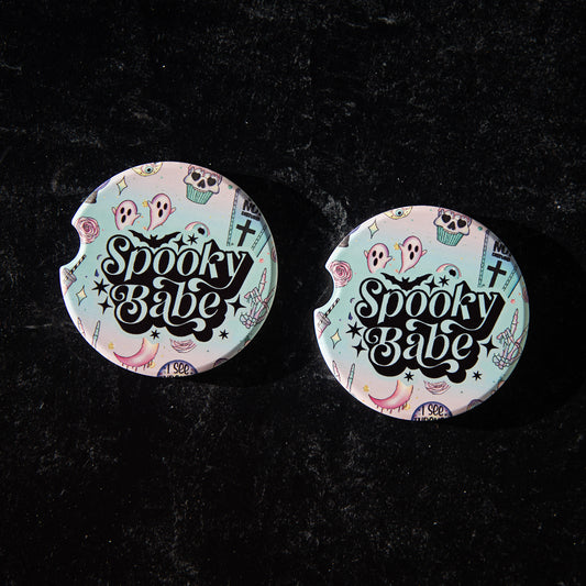 Spooky Babe Sandstone Car Coasters (Set of 2)