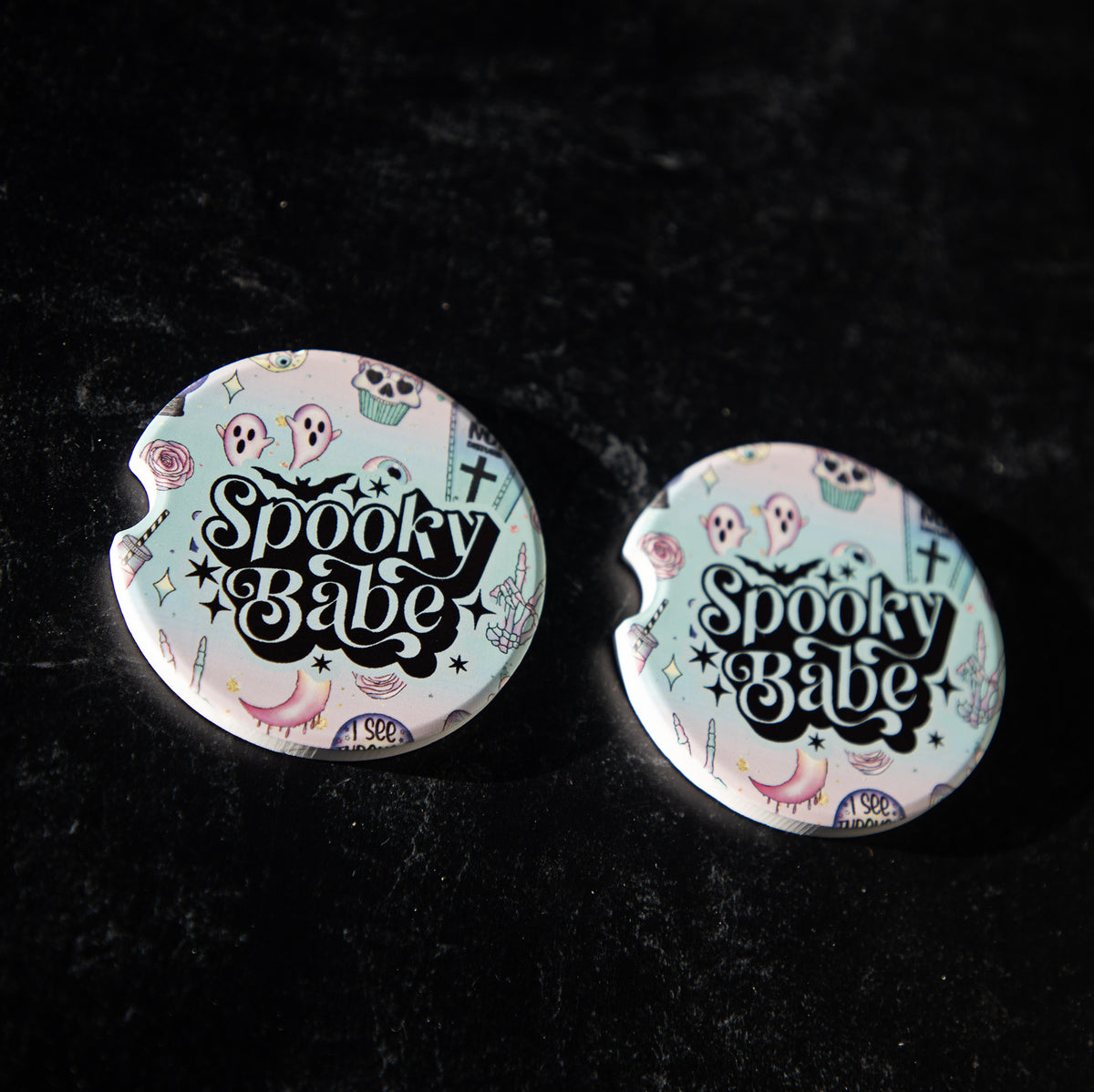 Spooky Babe Sandstone Car Coasters (Set of 2)