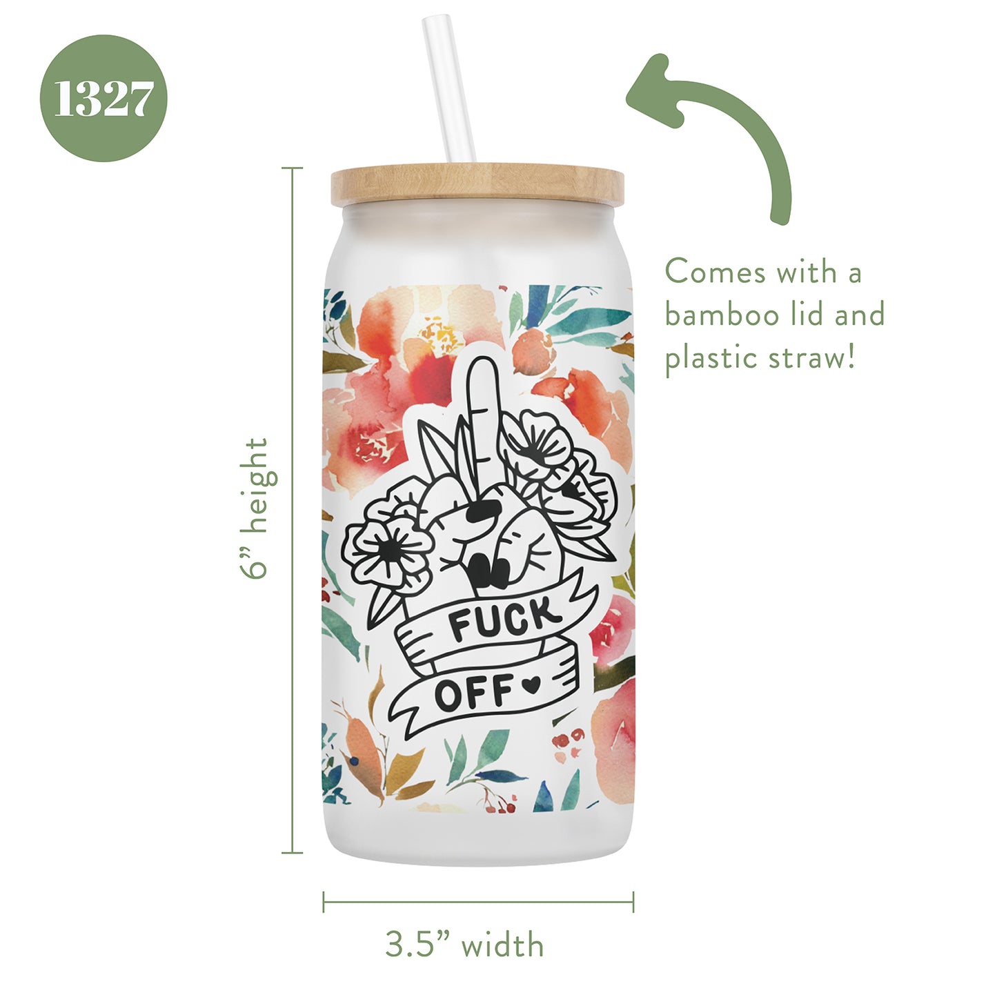 Fuck Off Middle Finger 16 oz Glass Jar With Lid