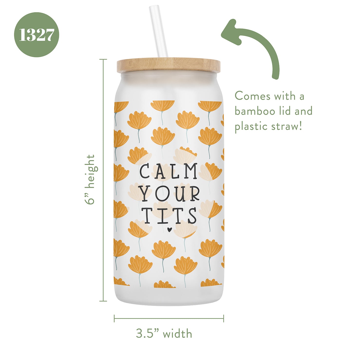 Calm Your Tits 16 oz Glass Jar With Lid