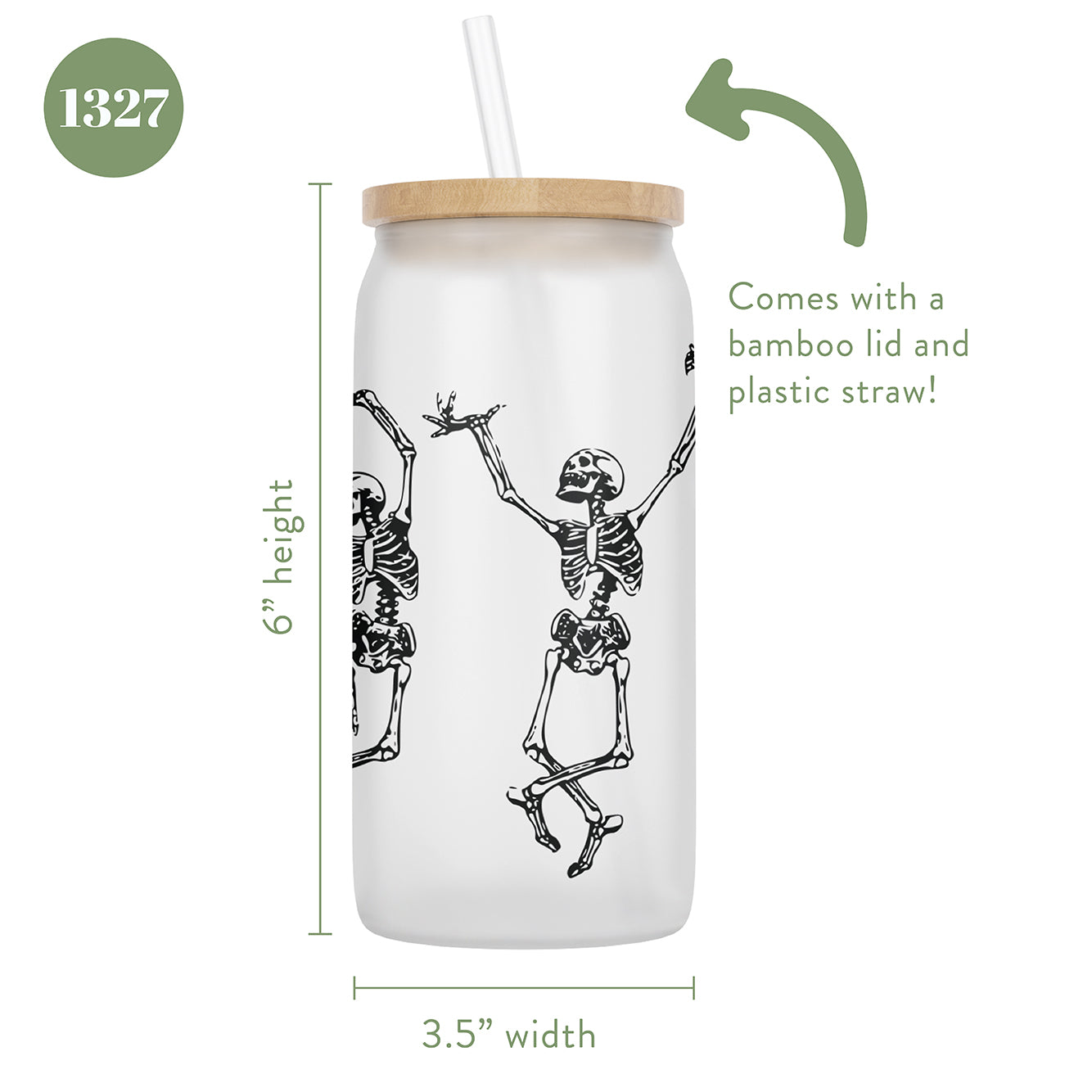 Dancing Skeletons 16 oz Glass Jar With Lid