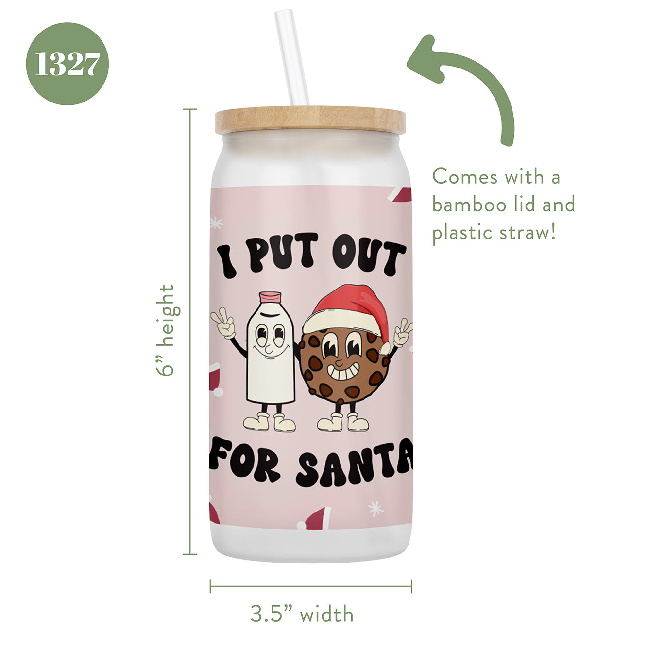 I Put Out for Santa 16 oz Glass Jar With Lid