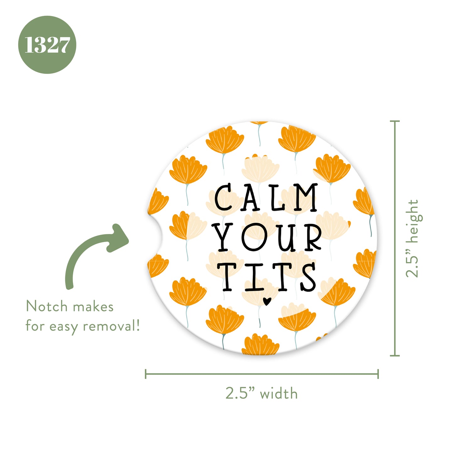 Calm Your Tits Sandstone Car Coasters (Set of 2)