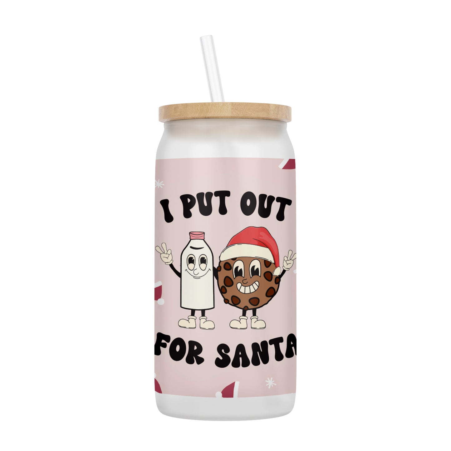 I Put Out for Santa 16 oz Glass Jar With Lid