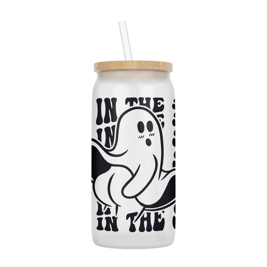 Freak in the Sheets Ghostie Wrap Halloween 16 oz Glass Jar With Lid